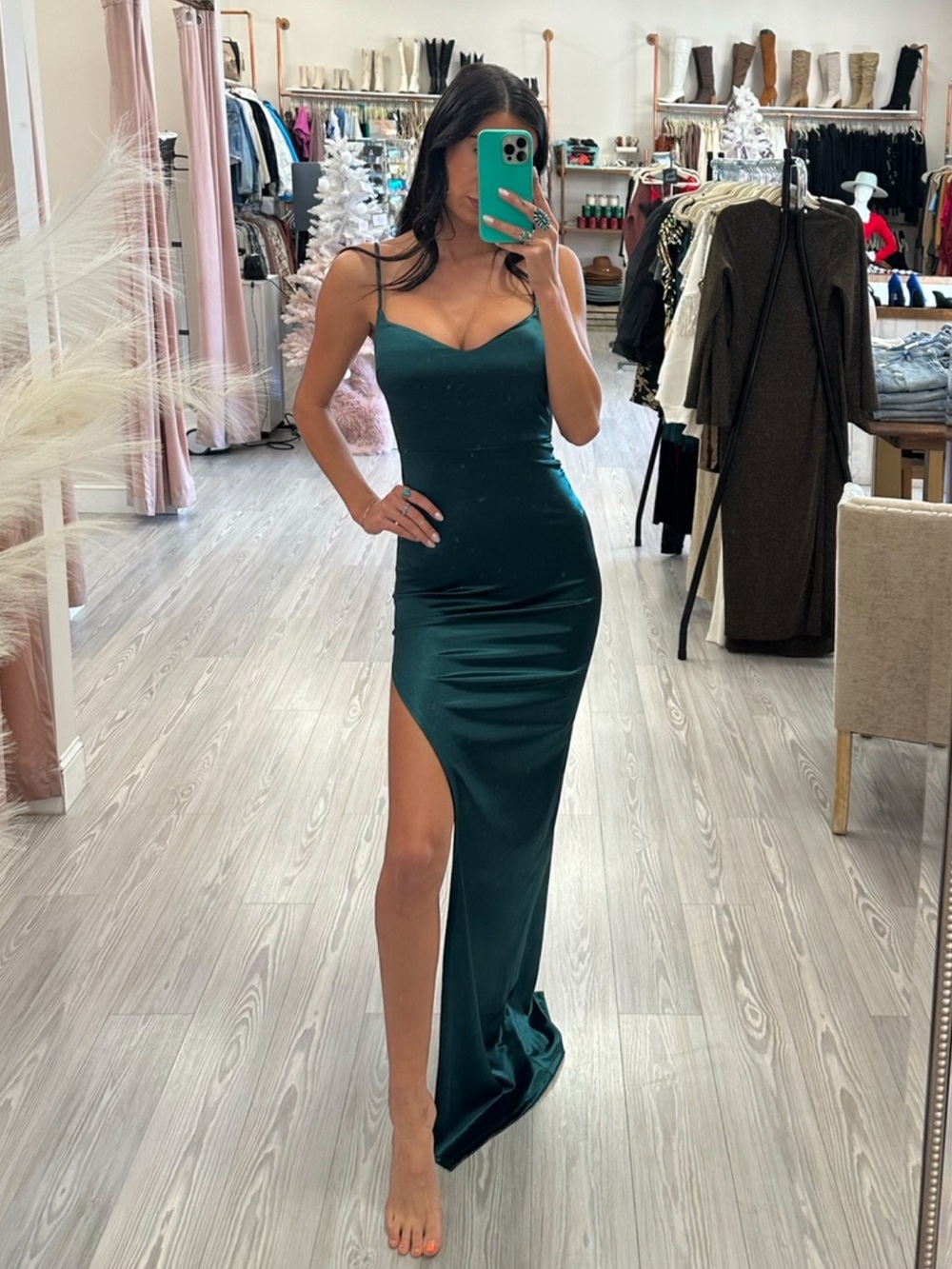 Satin Green ball gown